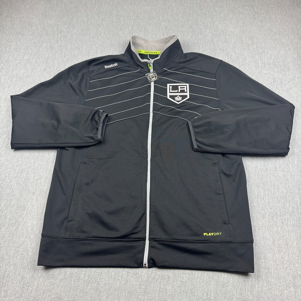 Los Angeles Kings Jacket Mens Extra Large Black Reebok Center Ice NHL Hockey‎